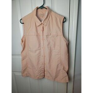 L.L. Bean Women L  Pastel Orange Full Zip Vest Polyester Lightweight Activewear